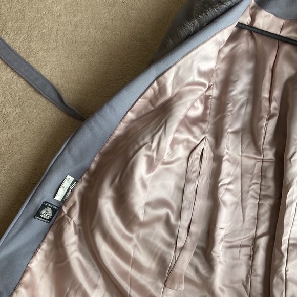 Stunning Wool Belted fur Coat Size XS S 4 6 - Picture 5 of 10